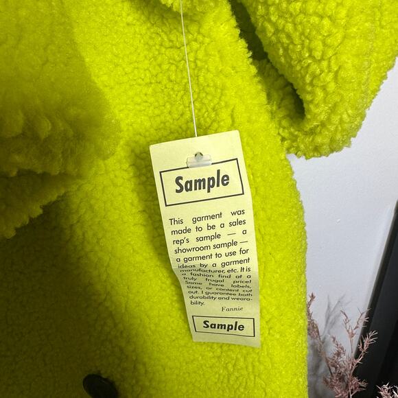 FREE PEOPLE We The Free Sherpa Jacket Lime Green / Highlighter Yellow Sz M NWT - Picture 5 of 5